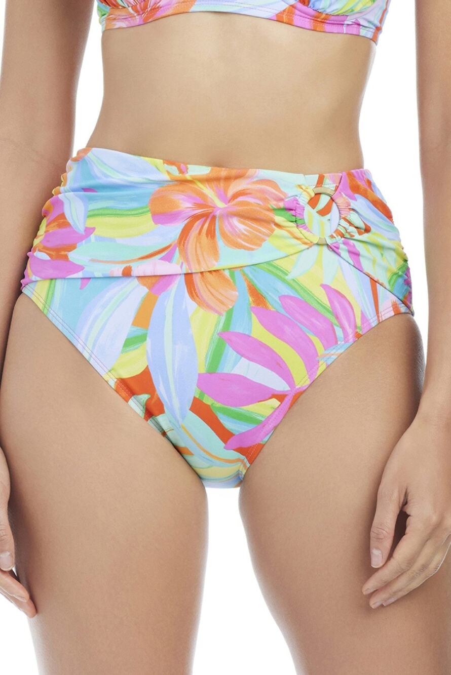 Bleu by Rod Beattie Women's High-Waist Swim Bottoms Multi Size 14 4228